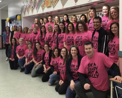 Lakewood staff in pink shirts